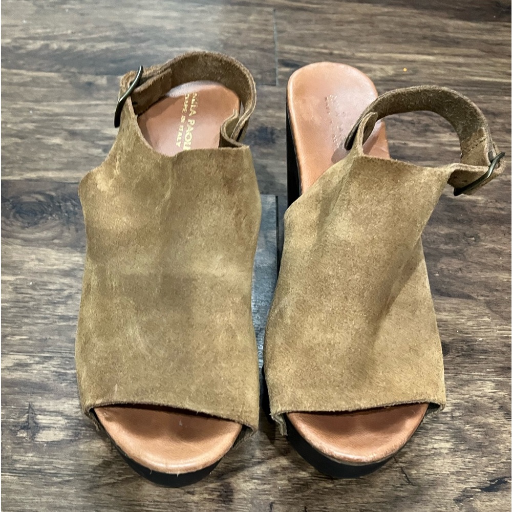 Mila Paoli Brown Suede Platform‎ Sandal Sz. 39